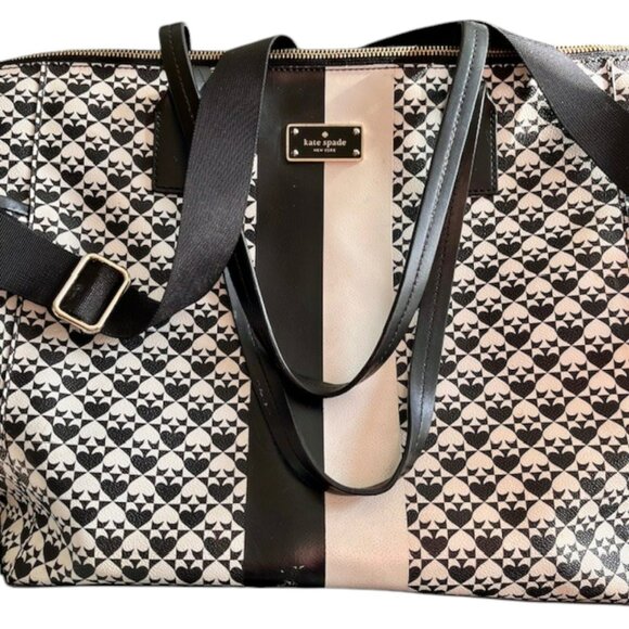 Kate Spade Adaira Baby Shoulder/Crossbody Bag Pebbled Vinyl Spade Print Blk/Wht - Picture 5 of 15